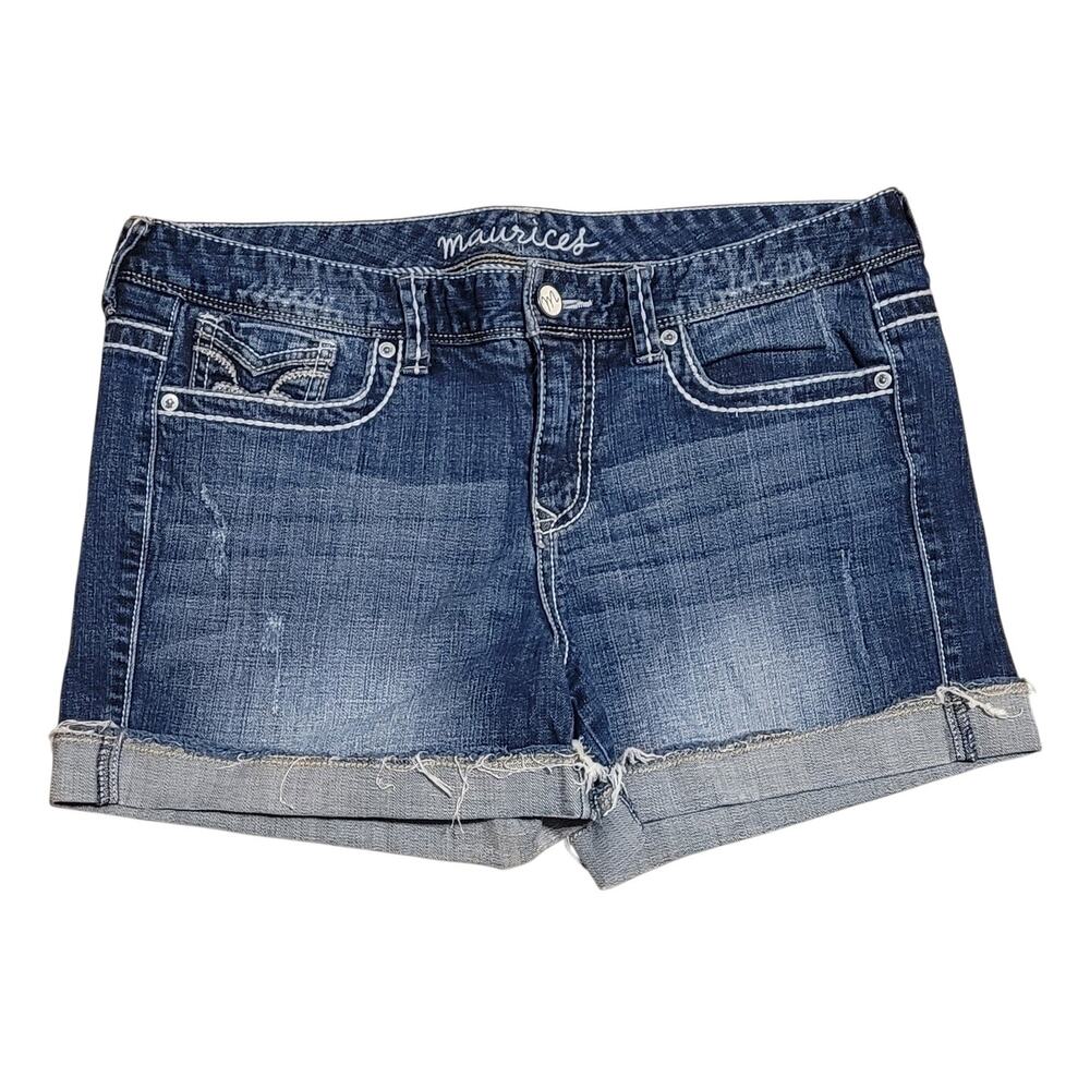 Maurices Juniors Embroidered Cuffed Mid-Rise Denim Shorts Size 11/12 EUC